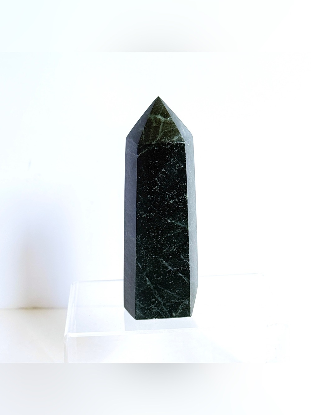 Dark Green Serpentine Tower Obelisk – 6 Sided Polished Crystal Point 5” 580g